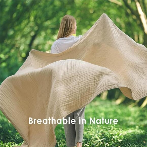 Large muslin cotton throw blanket 50x70 soft breathable lightweight couch - Picture 5 of 7